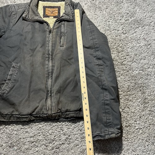 American Eagle Vintage Y2K Sherpa Lined Jacket Faded Black Zip Men L Distressed - Picture 10 of 14
