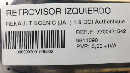 7700431542 Retrovisor Izquierdo para RENAULT SCENIC I (JA...) 2001 1695902 - Imagen 2 de 6