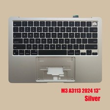 New For Apple MacBook Air 13" M3 A3113 2024 Keyboard Top Case Cover Silver US