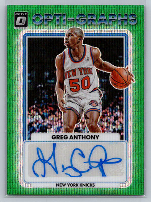 2022-23 Donruss Optic #OG-GRA Greg Anthony Opti-Graphs Green Wave Auto Knicks