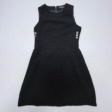 Fashion Union Black Sleeveless Shift Dress Side Button Detail Size S US 6