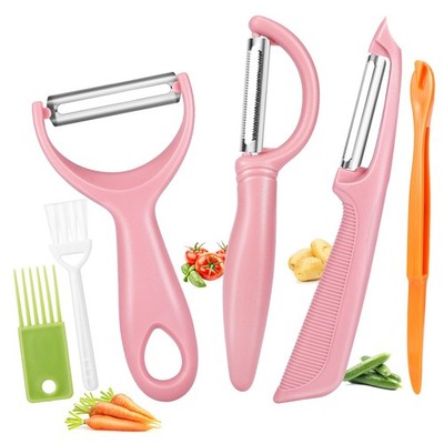 Senbowe Upgrade Potato Peeler for Kitchen, 6PCS Stainless Steel general, Pink 