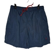 Polo Sport Ralph Lauren Navy Blue Swim Trunks Large Red Drawstring Mesh Lined