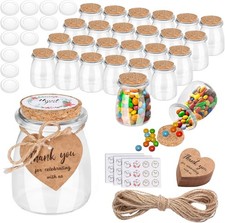 30 Set 3.5 oz Glass Jars with Cork Lid  Airtight Seal - Rustic Wedding Favors,