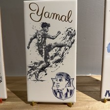 Laser engraved LAMINE YAMAL  ⚽️Ceramic Tile With Plexiglass Stand! 🇪🇸