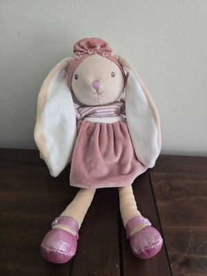 Bukowski Sweden made Plush 12'' BUNNY WITH PINK BOW Mauve Purple Stripe Dress