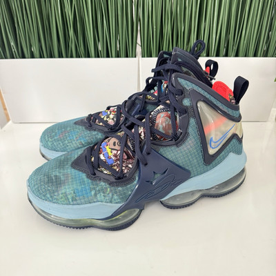 Nike LeBron 19 NBY Mens Basketball Shoes Blue Gray CZ0203-400 Size 11