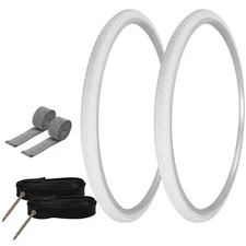 PRO+ TIRES 700 x 28 White G-5013 W/TUBES & RIM STRIPS 80mm Presta Valve