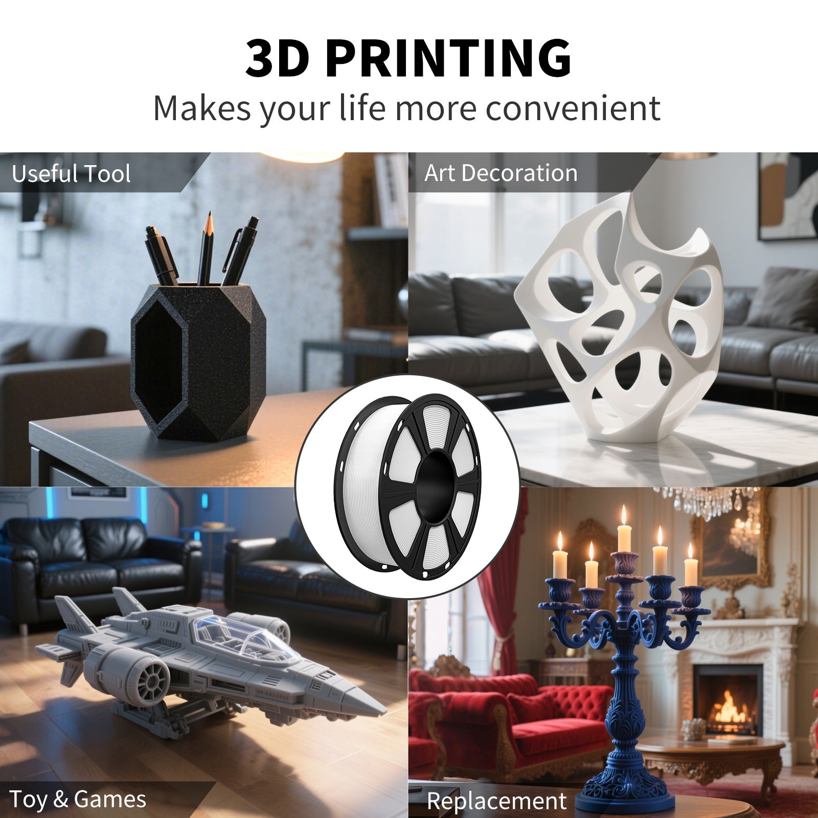 1 kg Geeetech filamento stampante 3D PETG bianco 1,75 mm materiale di consumo 3D DE foto 6