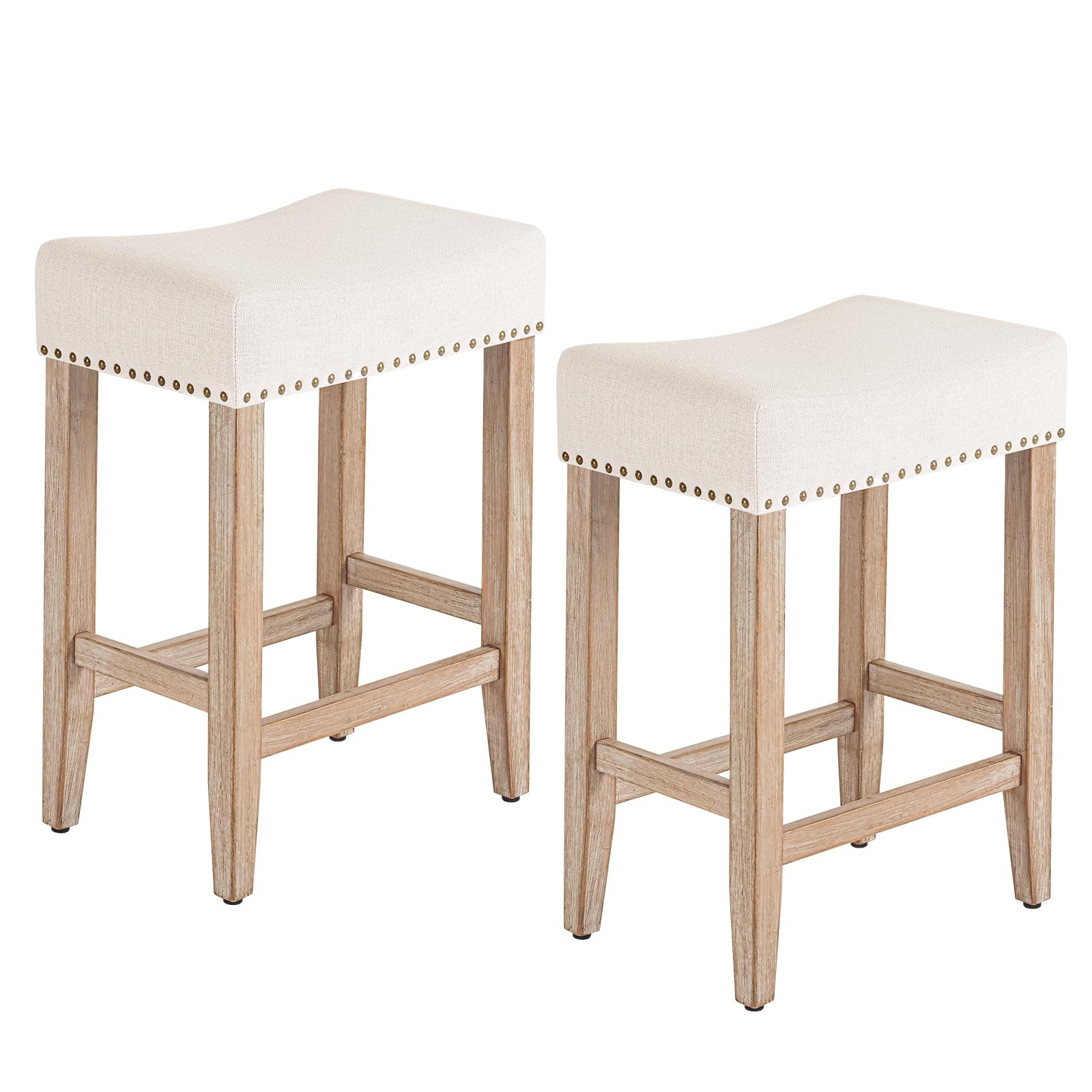 Bar Stools Set of 2,25.7 inch Counter Height Bar Stools,Upholstered Kitchen B...