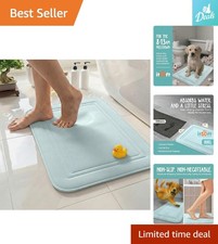 Spa Blue Non-Slip Memory Foam Bath Mat 24x16 - Machine Washable, Absorbent