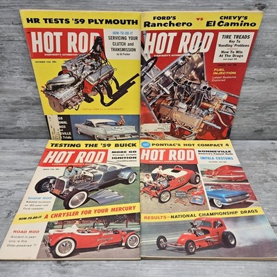 Hot Rod Magazine Lot (4) Vtg 1950s 1960 Hot Rat Rod Drag Racing