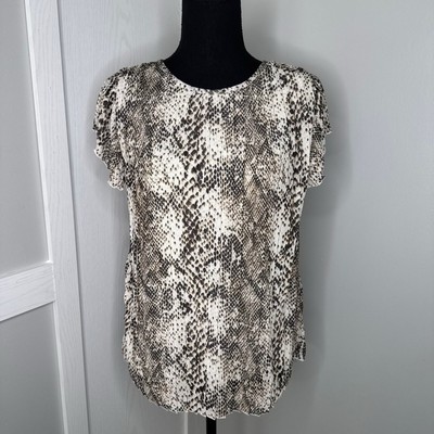 Cable & Gauge Animal Print Flutter Sleeve Blouse Size S NWT Animal Sheer Top