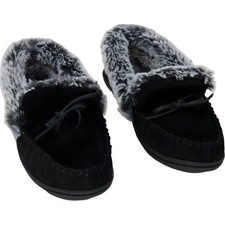 Charter Club Dorenda Moccasin Slippers Black Cozy Lined Women's US 8M
