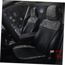 Luxury PU Leather Front Car Seat Cover Protector with Bling Black 2 Front Seats