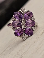 $899 10k white gold purple stones-Rhodolite-Amethyst cluster Ring Jared Zales
