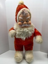 Vintage 1950s Rubber Face Santa Claus Plush Doll Large Christmas MCM