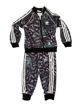 Adidas Toddler Tracksuit Black Purple Aqua Swirls Size 2T