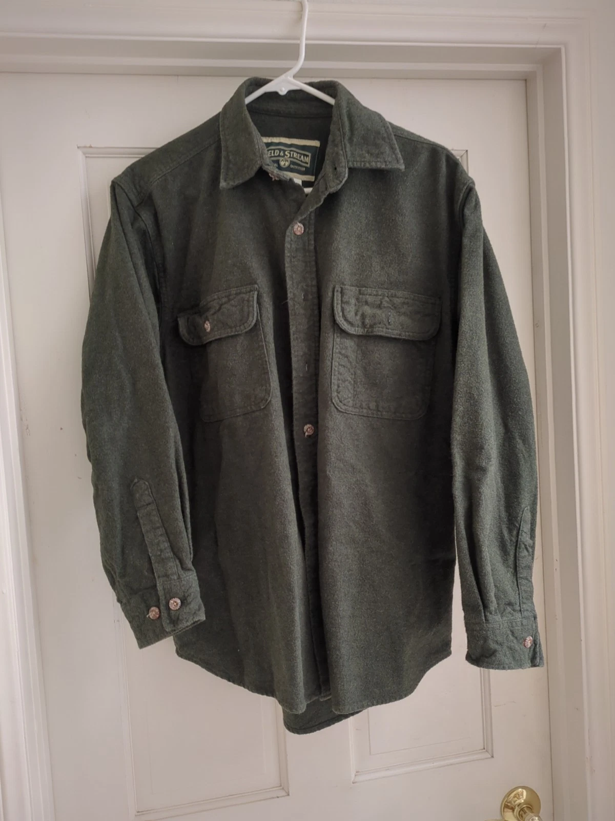 Field & Stream Men's MED Thick Flannel Shirt Solid Green Outdoor Soft Button
Opens in a new window o
