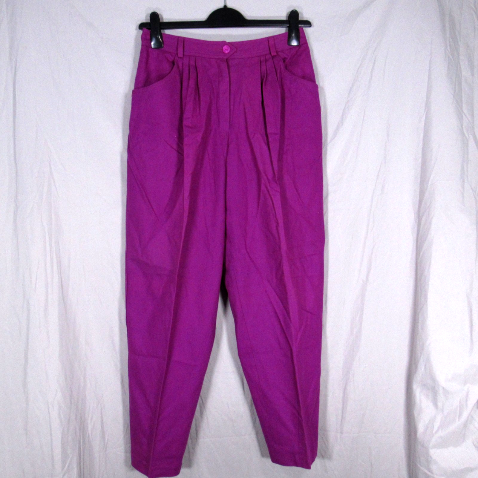 VTG LIZ CLAIBORNE Purple WOOL BLEND Pleated TAPERED LEG High-Waist PANTS Sz 12
