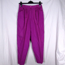 VTG LIZ CLAIBORNE Purple WOOL BLEND Pleated TAPERED LEG High-Waist PANTS Sz 12