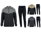 Men's Colour Block Hooded Tech Zip Lightweight Tracksuit Summer Jog Suit Set