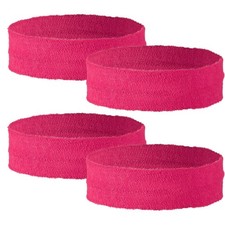 Sweat Absorbing Head Band, 4Pcs  Nylon/Cotton  Rose Red