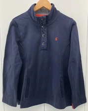 Joules Sweatshirt Womens US 8 Navy Beachy Snap Button Funnel Neck Pullover