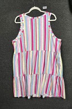 Gap Aline Dress Womens Size XXL Pink Striped Tiered Sundress Sleeveless Flare