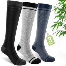 Bamboo Viscose Compression Socks for Women  Men 3 Pairs 15-20 mmHg Knee Hi...