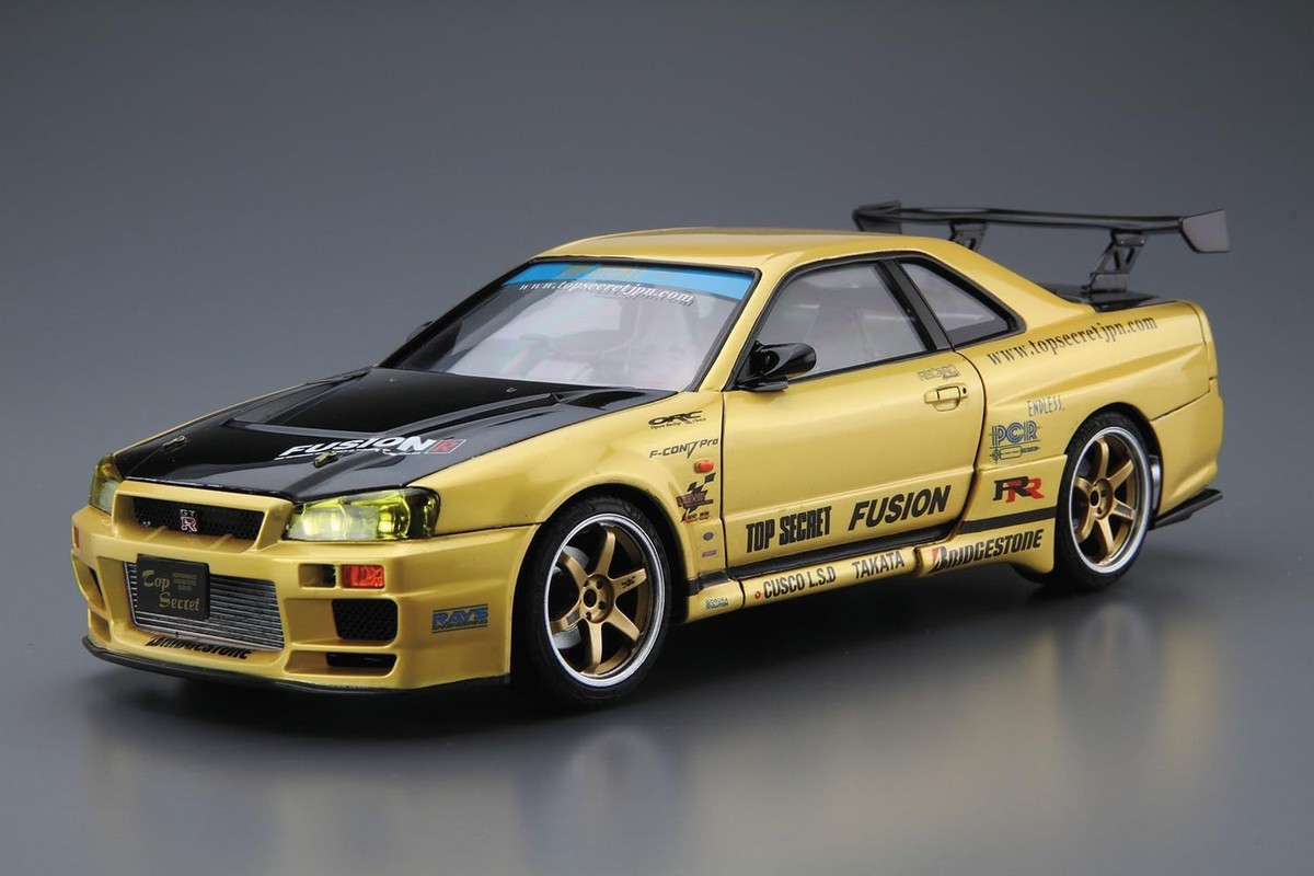 Nissan Skyline GT-R Top Secret ミニカー Aoshima 1/24 Scale Kit 20089 - Top Secret Nissan BNR34 Skyline GT