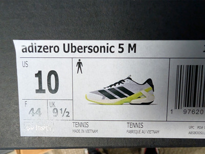 Adidas Adizero Ubersonic 5 Mens Tennis sneakers White Lucid Lemon Size 10