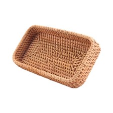 Hand-Woven Storage Basket Rattan Storage Tray Wicker Baskets Bread Fruit5342