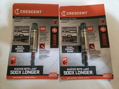 2x Crescent Vortex Magnetic Impact Bit Holder 1/4'' Hex Drive x 3-1/2'' Length