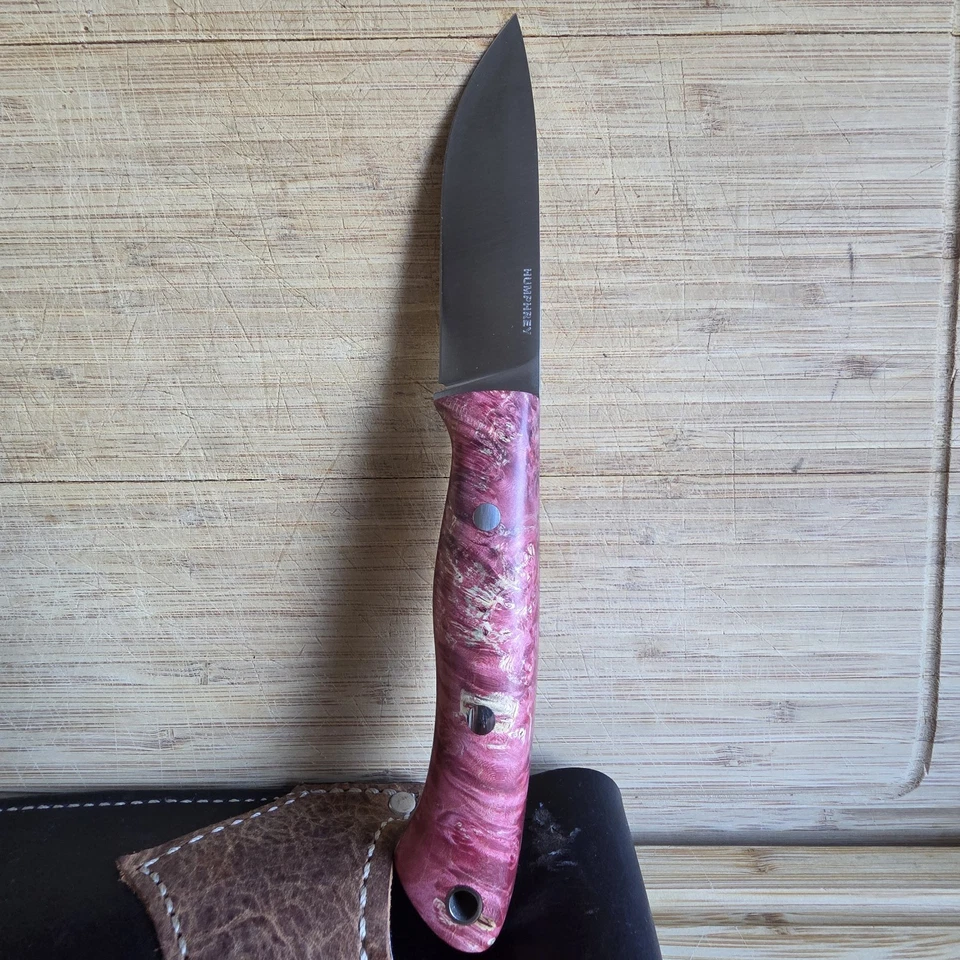 Orig Vintage Handmade Fixed Blade Knife "Lon Humphrey Custom Knife" w Sheath - Image 3 of 4