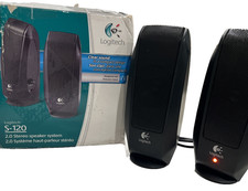 Computer Speakers Logitech S120 Black Desktop Stereo PC or Mac - tested &working