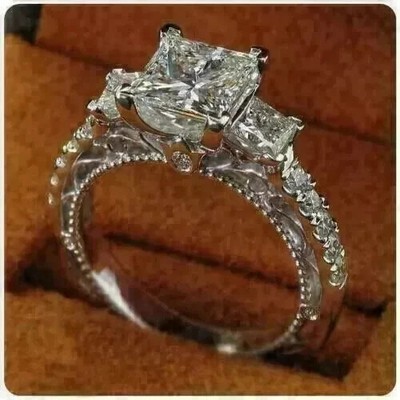 2Ct Princess Cut Lab Created Diamond Engagement Ring 14K White Gold Finish