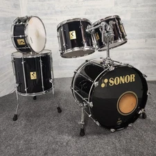 Used Vintage Sonor Force 3000 5pc Drum Set Black - Fair