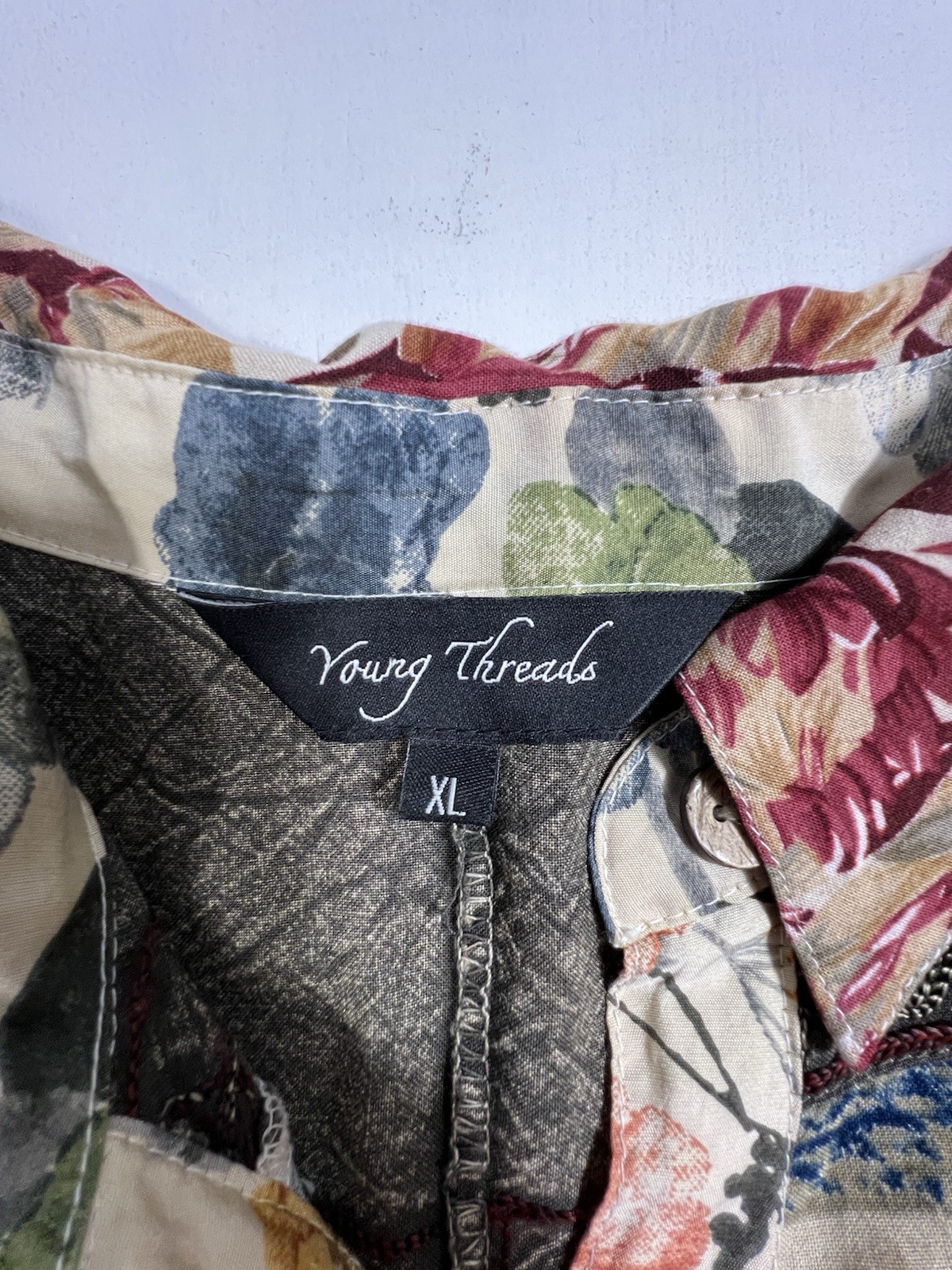 YOUNG THREADS Womens XL Patchwork Boho Batwing Em… - image 4