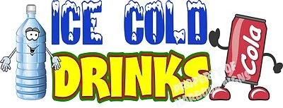 HARBOUR SIGNS Ice Cold Drinks 14" Decal Water Soda Pop Can Concession Food Truck Vinyl Sticker