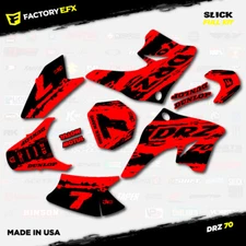 Black & Red Slick Racing Graphics Kit fits 08+ Suzuki DRZ70 DRZ 70 Decals
