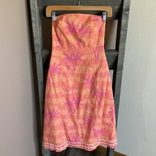 Vintage Lilly Pulitzer Y2K Sabrina Sunset Flamingo Print Strapless Dress Size 2
