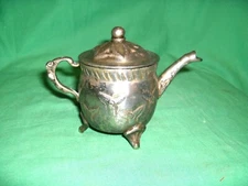#911 - VINTAGE / ANTIQUE SMALL ORNATE METAL "CREAMER" IS ACTUALLY A SUGAR BOWL!