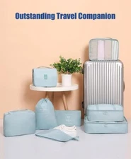 8Pcs/Set Packing Cubes Luggage Storage Bag Organiser Travel Compression Suitcase