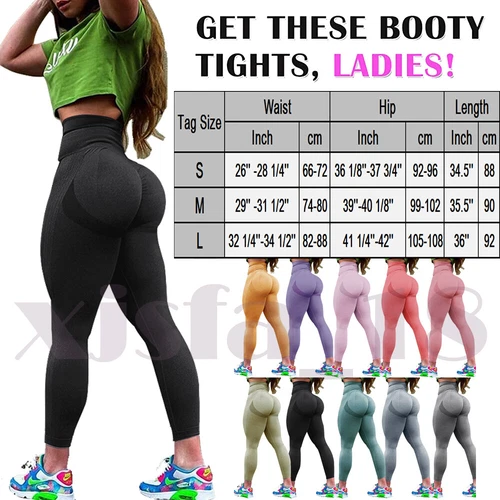 Women Anti Cellulite Yoga Pants High Waist PUSH UP Leggings Workout Trousers Gym - Picture 2 of 23
