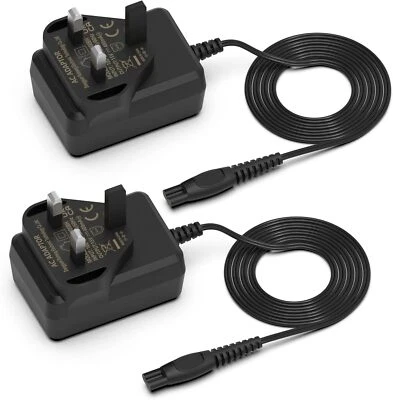 ELECTRO.INC* 15V Power Charger Cable Cord Lead UK Plug for Philips Shaver HQ8505 Series 2Pcs