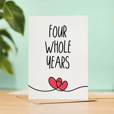 4 Year Anniversary Card for Husband Wife Boyfriend Girlfriend 4th Wedding