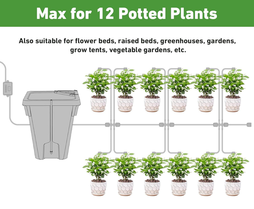 Automatic Drip Irrigation System Kits with 7 Gal Reservoir, Timer, Water Pump,12 - Picture 7 of 12