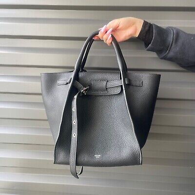 CELINE Black Grained Calfskin Leather Small Celine Black Grained Calfskin Leather Small