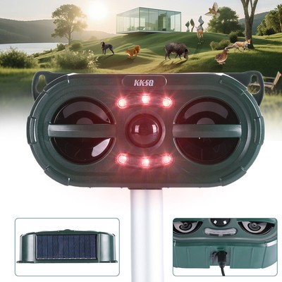 Solar Ultrasonic Animal Repeller Sensor Deer Raccoon Squirrel Garden Repellent